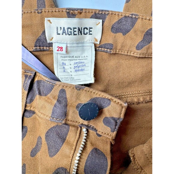 L'Agence Margot Jeans Women 28 Brown Animal Print Skinny Stretch Made in USA - Picture 5 of 11